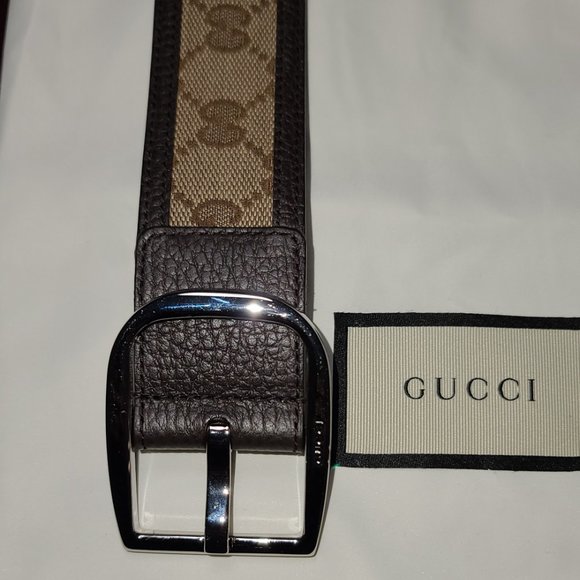 Gucci Rectangular Buckle Belt Supreme Canvas and Leather - Picture 3 of 6